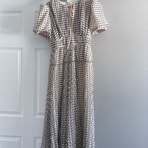 self portrait monochrome check midi dress-brand new